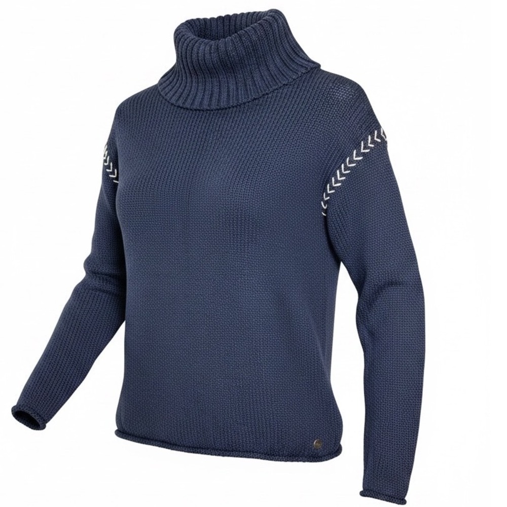 Rip Curl Navy Blue Cotton Turtleneck Sweater Whipstitch Detail Mens Medium New